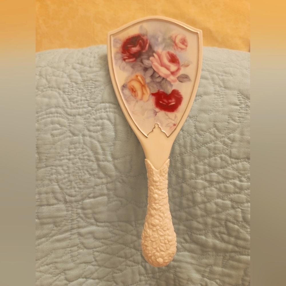 Avon Red and Pink Floral Vanity Mirror